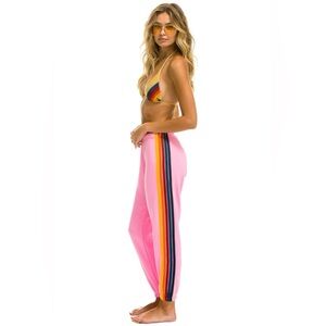 Aviator Nation 5 Stripe Sweatpants Neon Pink Size XS